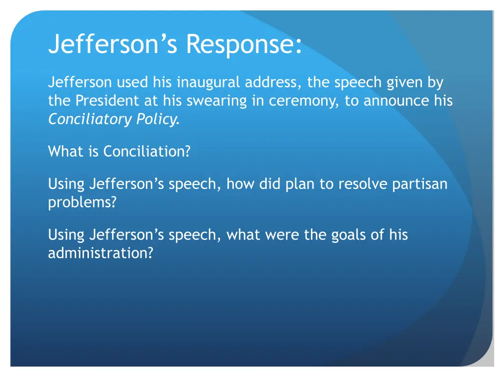 jefferson s response