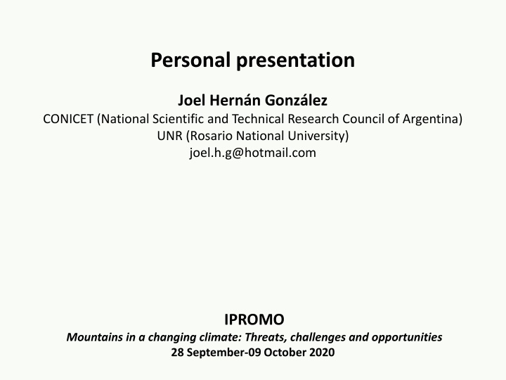 personal presentation