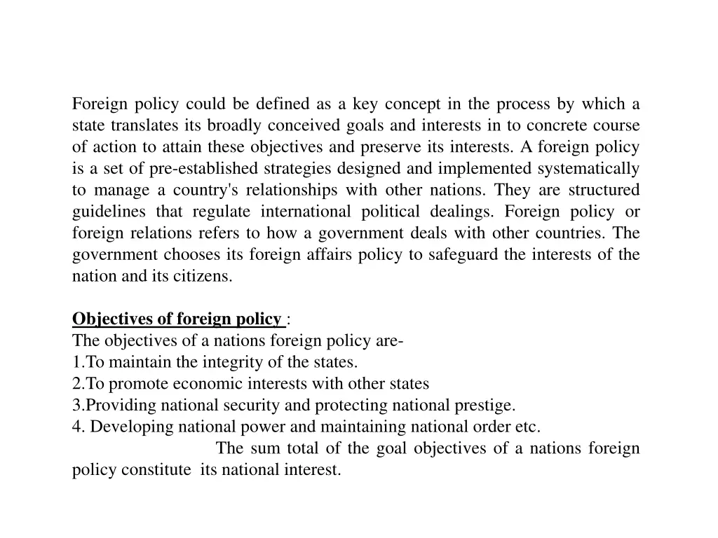 foreign policy could be defined as a key concept