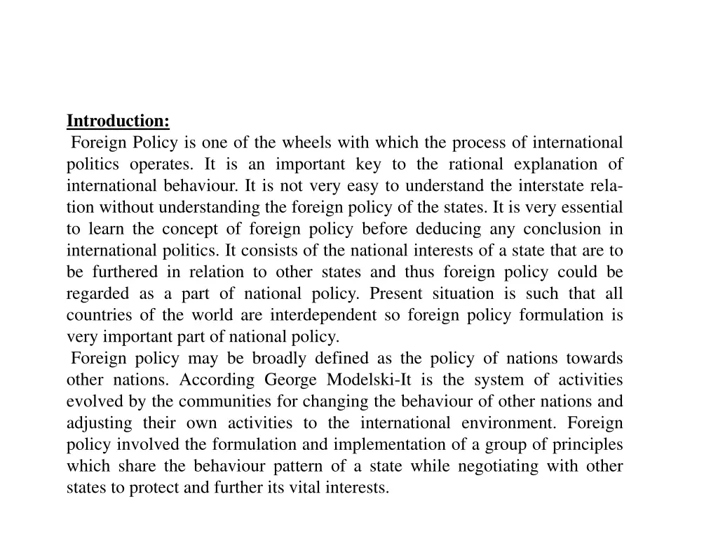 introduction foreign policy is one of the wheels
