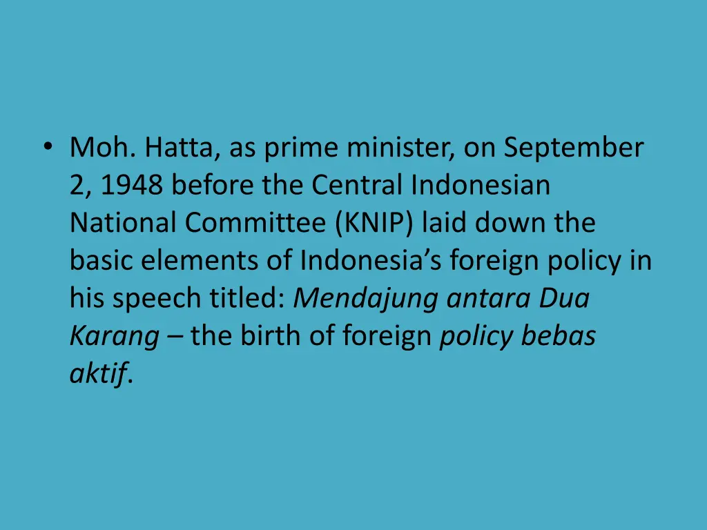 moh hatta as prime minister on september 2 1948
