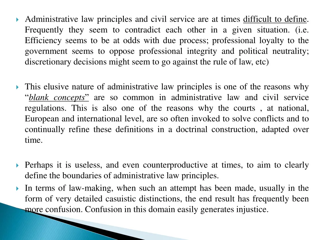 administrative law principles and civil service