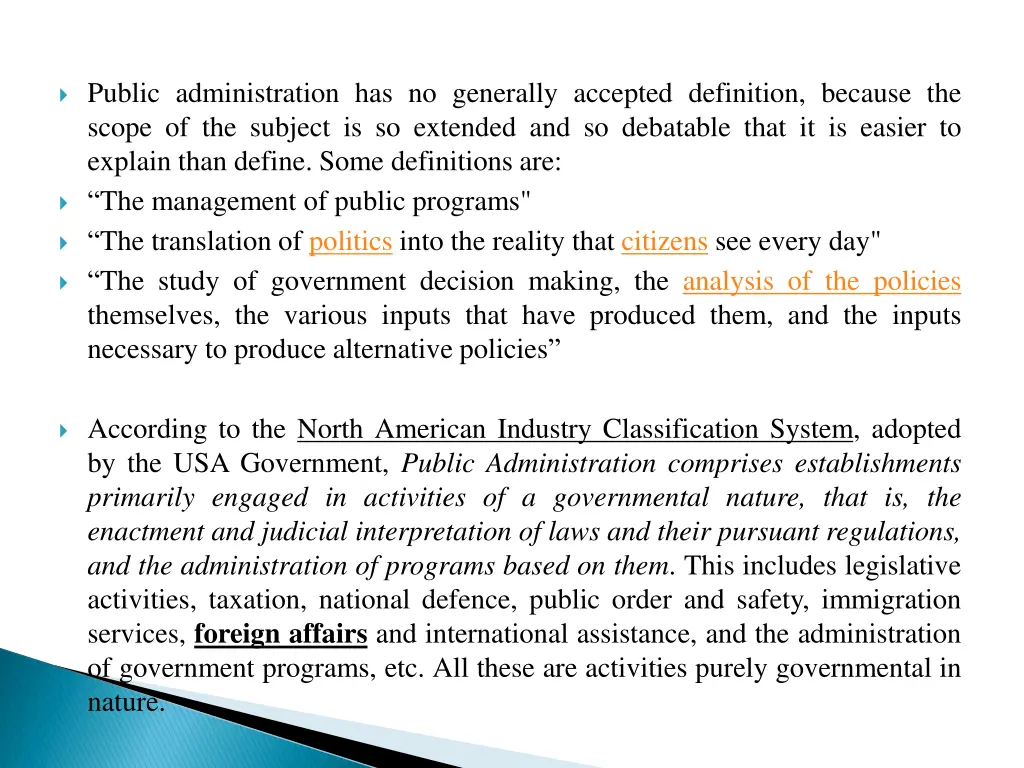 public administration has no generally accepted