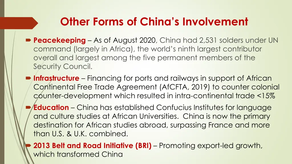 other forms of china s involvement