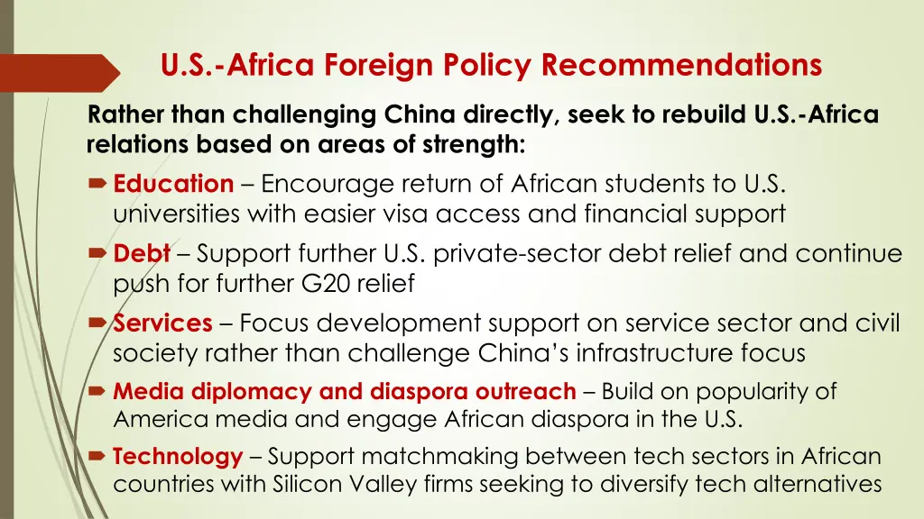 u s africa foreign policy recommendations