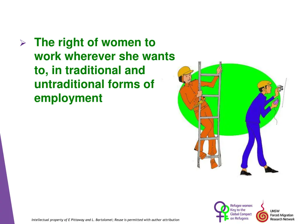the right of women to work wherever she wants
