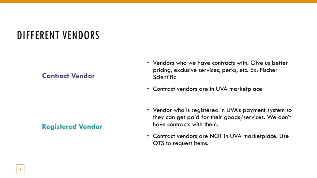 different vendors