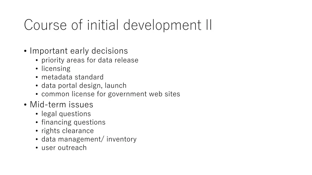 course of initial development ii