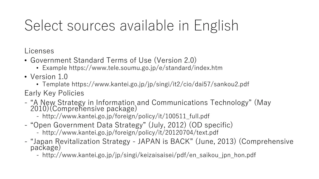 select sources available in english