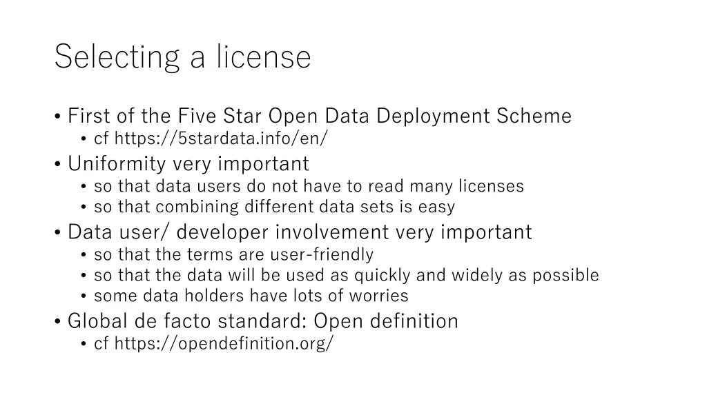 selecting a license