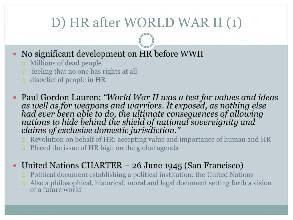 d hr after world war ii 1
