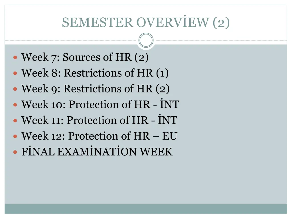 semester overv ew 2