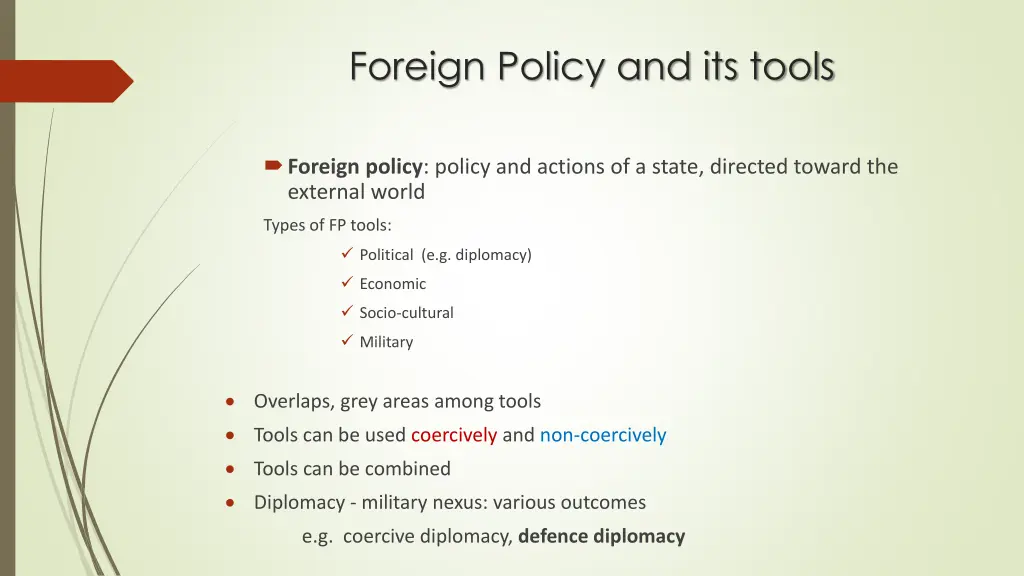 foreign policy and its tools