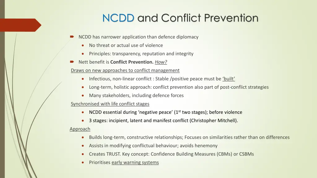 ncdd and conflict prevention