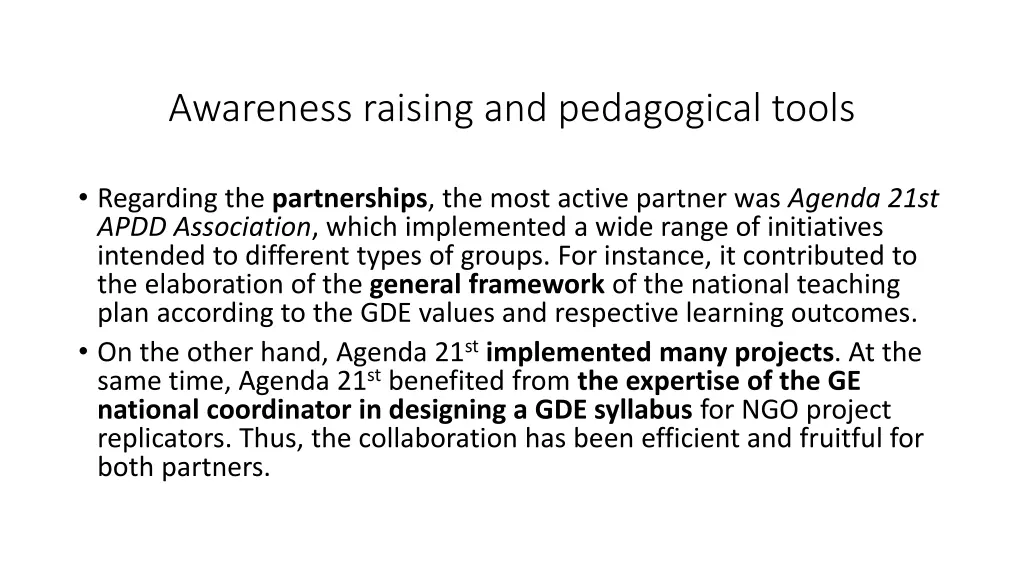 awareness raising and pedagogical tools