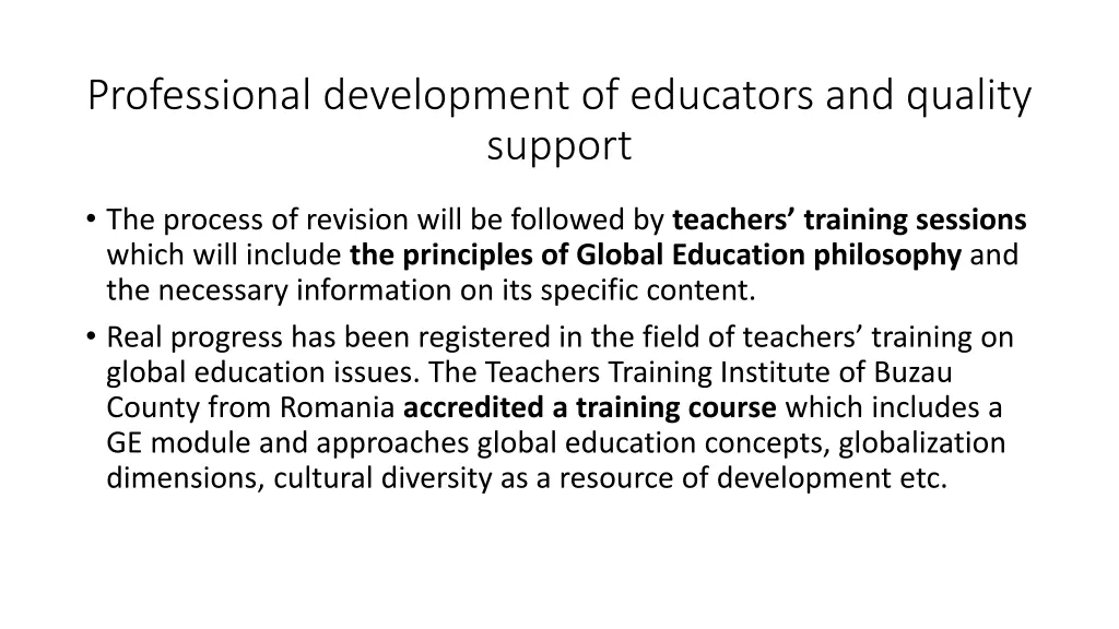 professional development of educators and quality