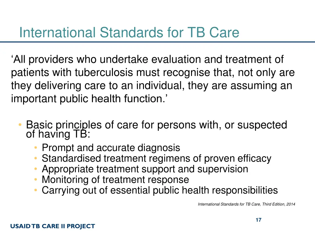 international standards for tb care