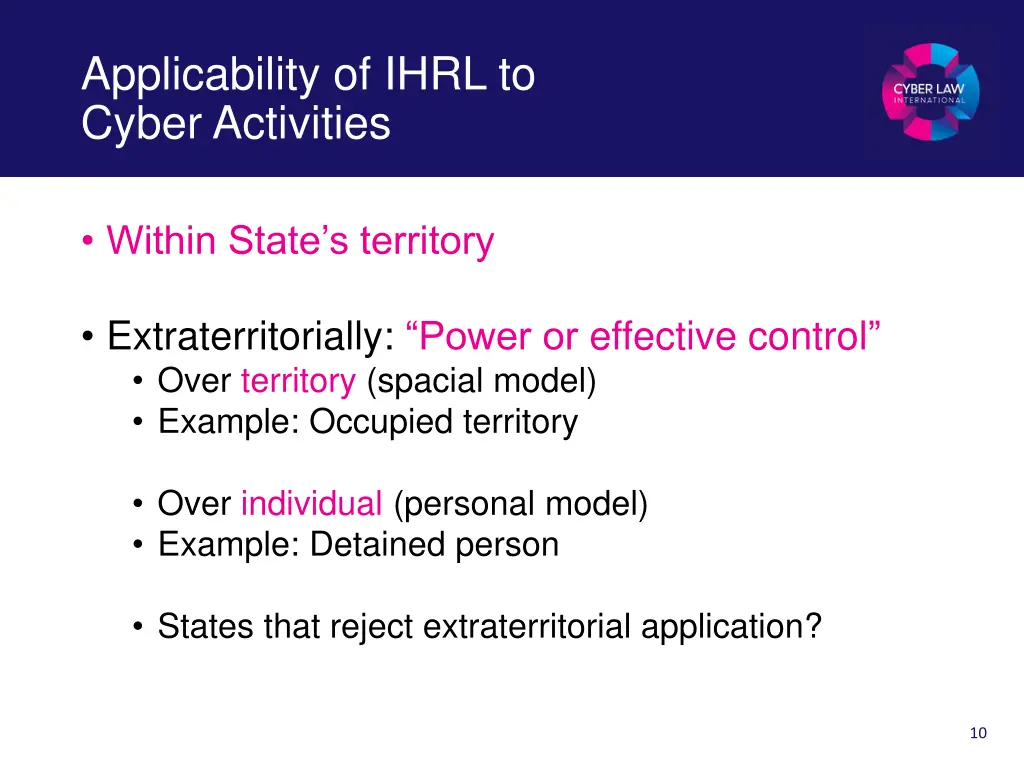 applicability of ihrl to cyber activities