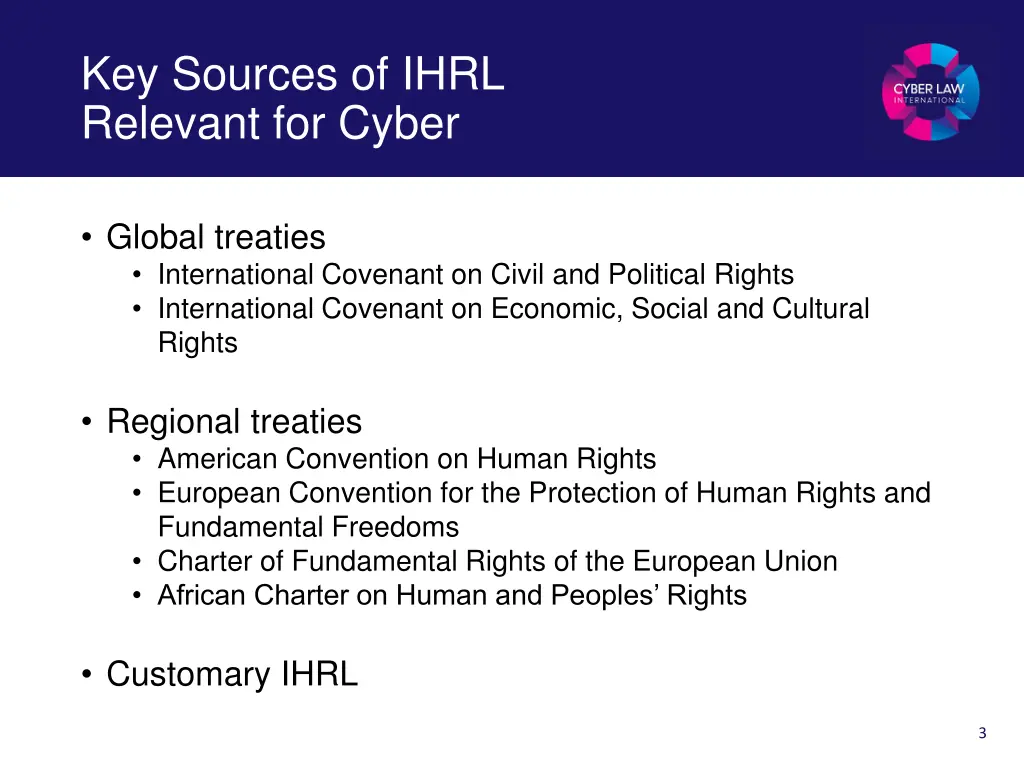 key sources of ihrl relevant for cyber