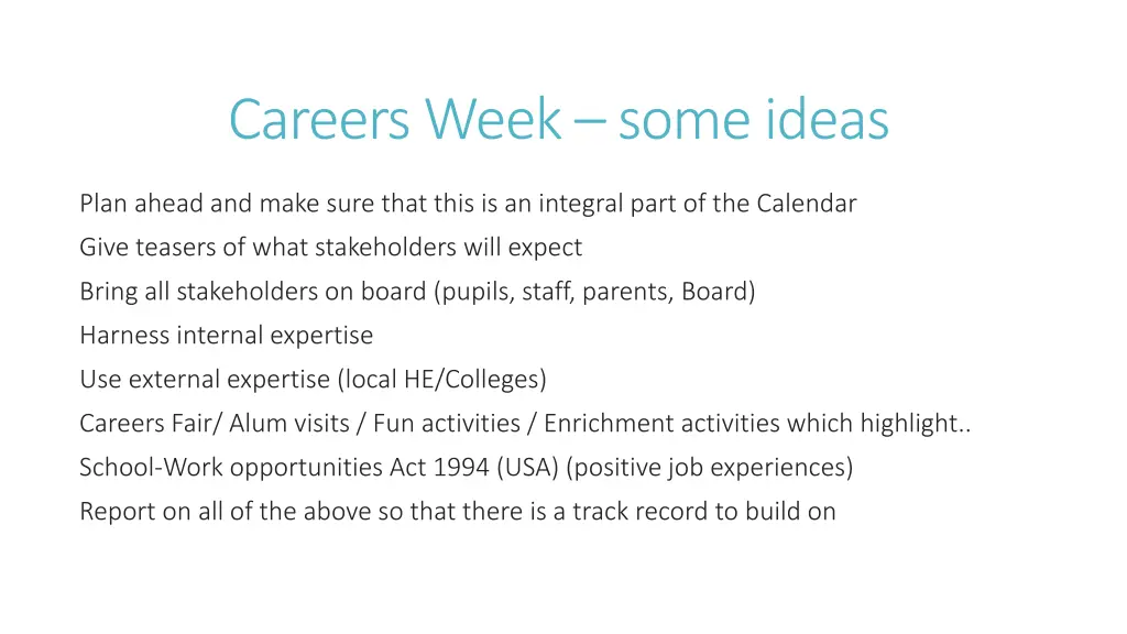 careers week some ideas