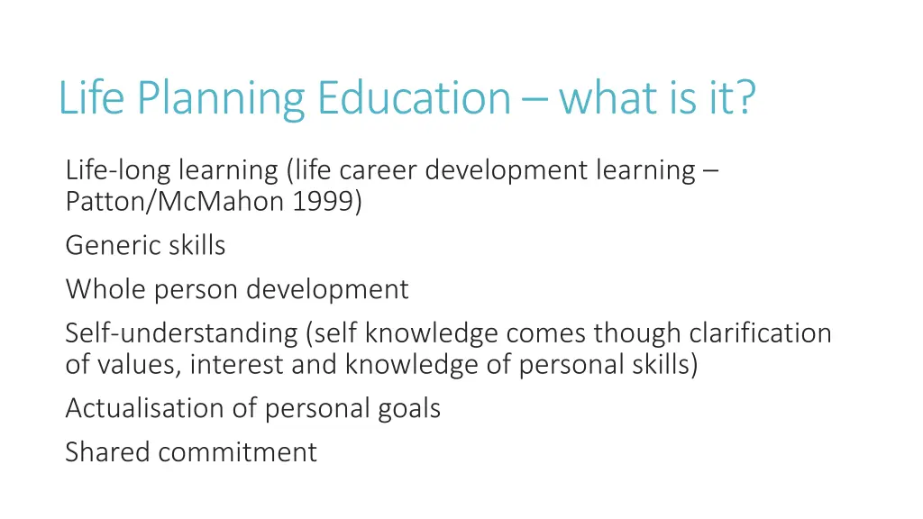 life planning education what is it 1