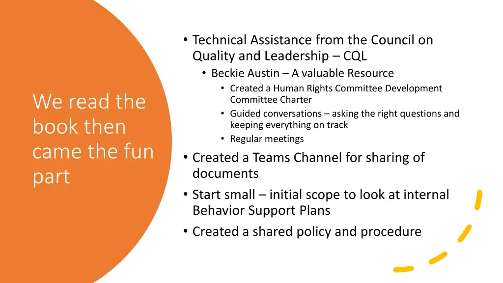 technical assistance from the council on quality