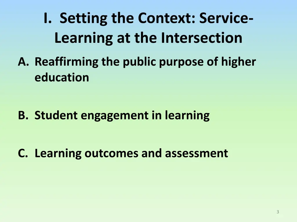 i setting the context service learning