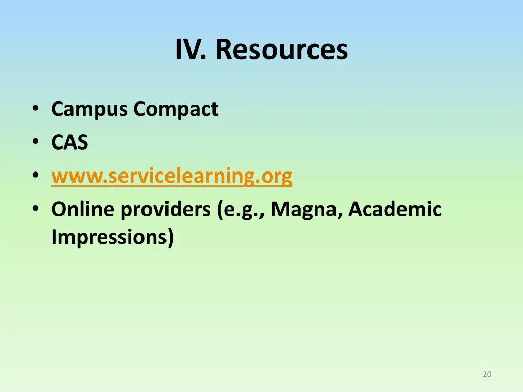 iv resources