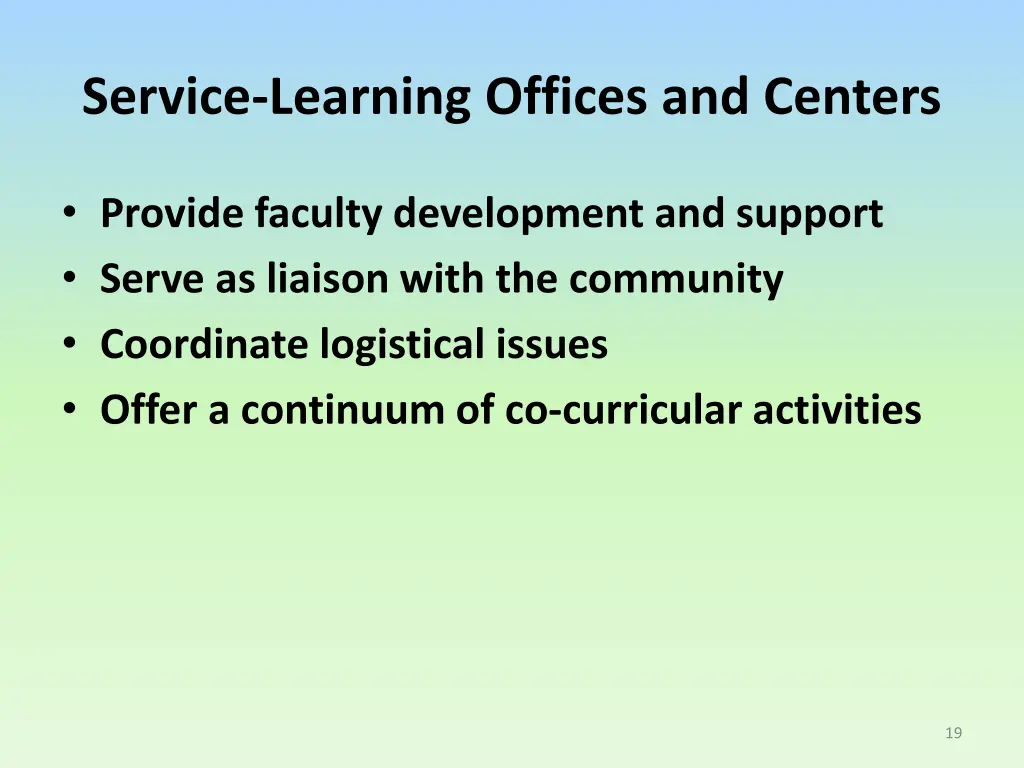 service learning offices and centers