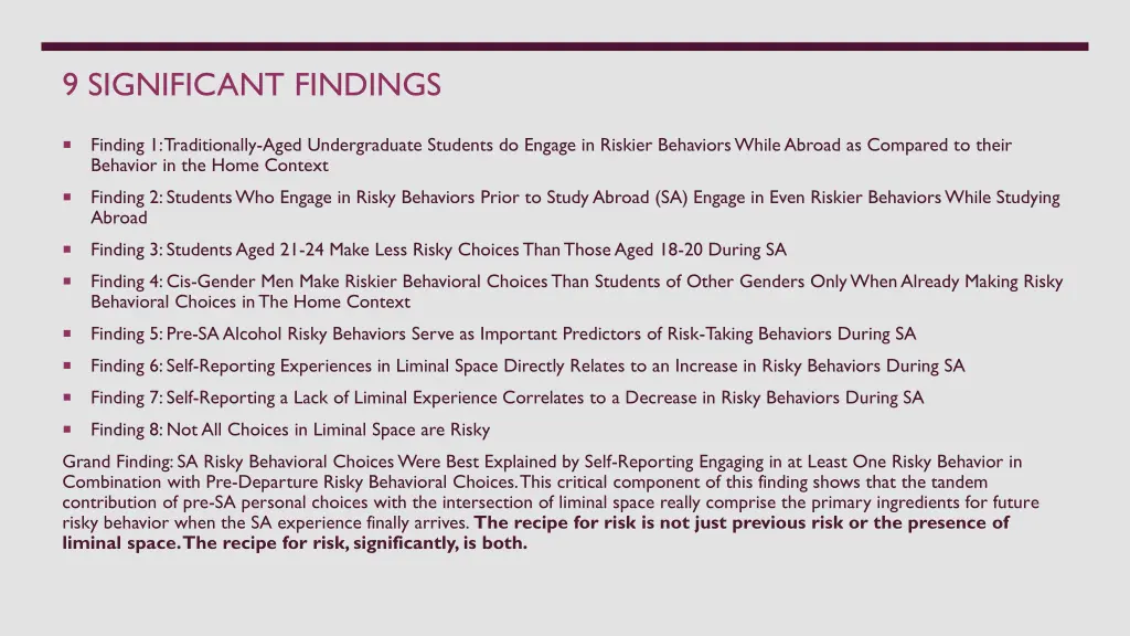 9 significant findings