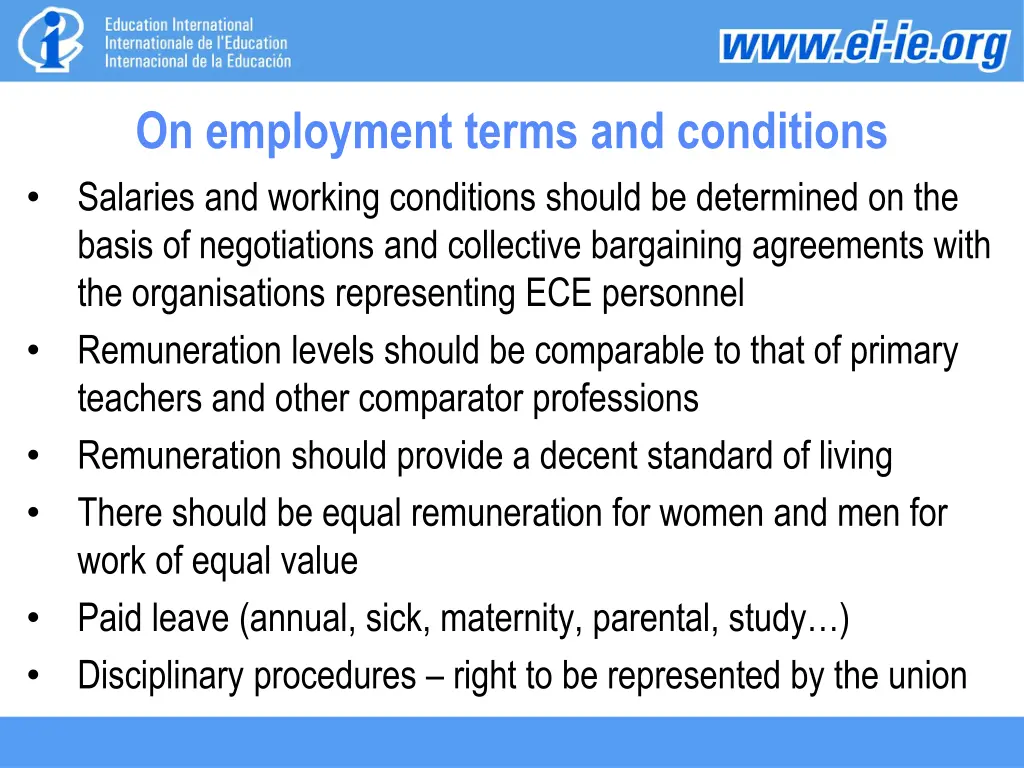 on employment terms and conditions salaries