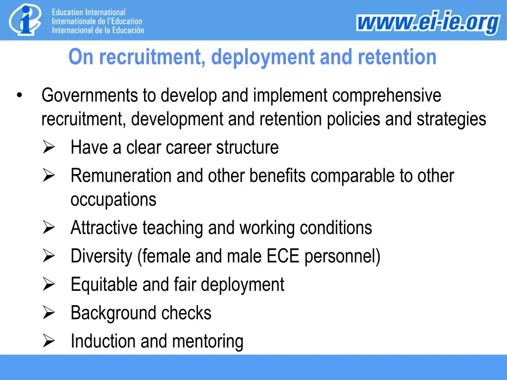 on recruitment deployment and retention