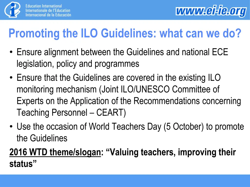 promoting the ilo guidelines what can we do