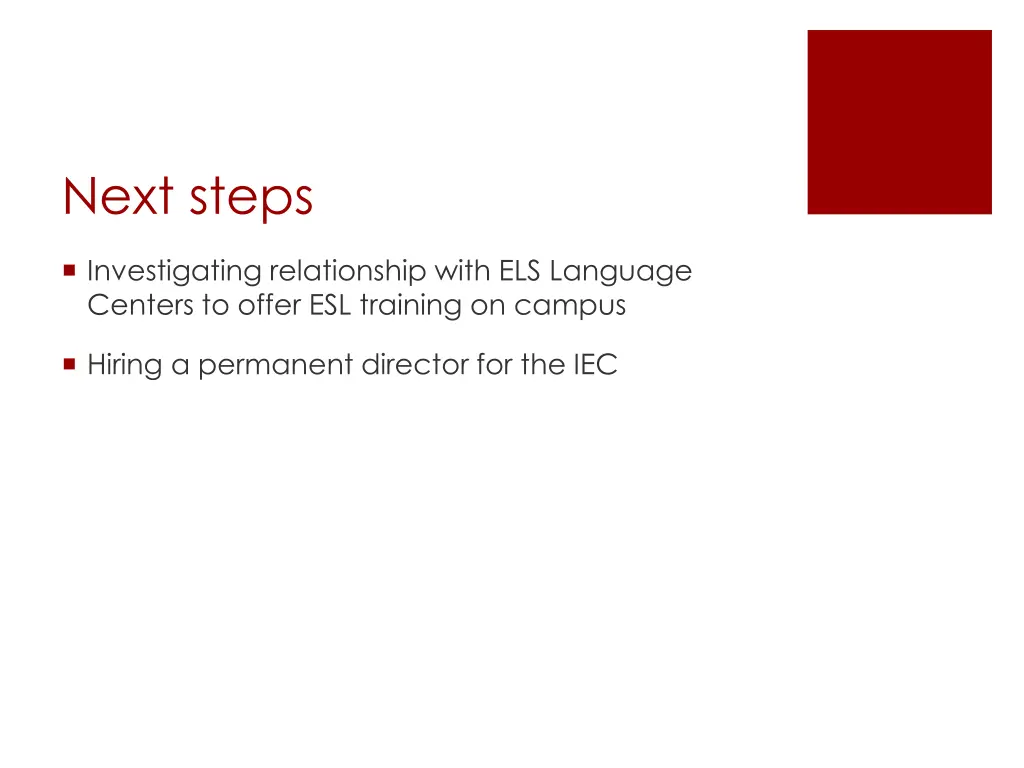 next steps