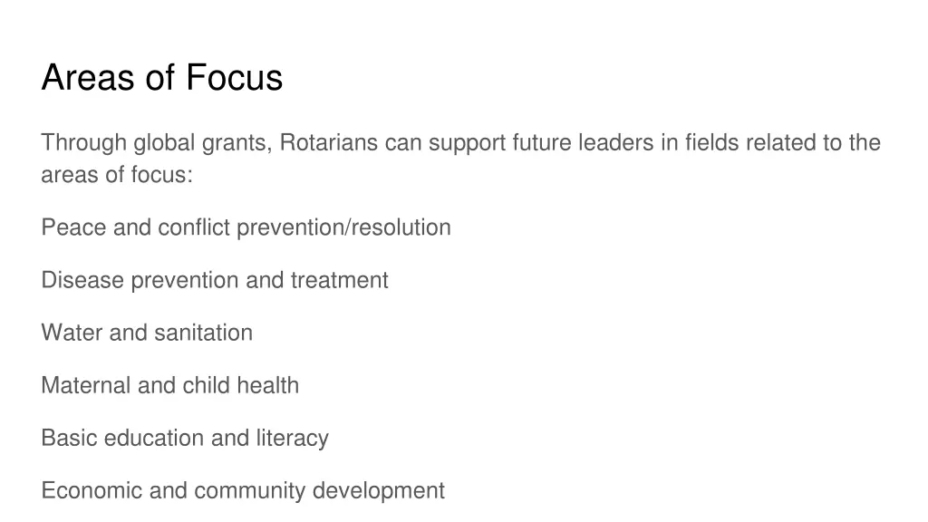 areas of focus