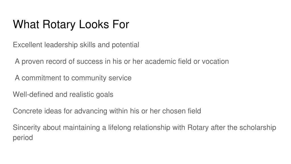 what rotary looks for