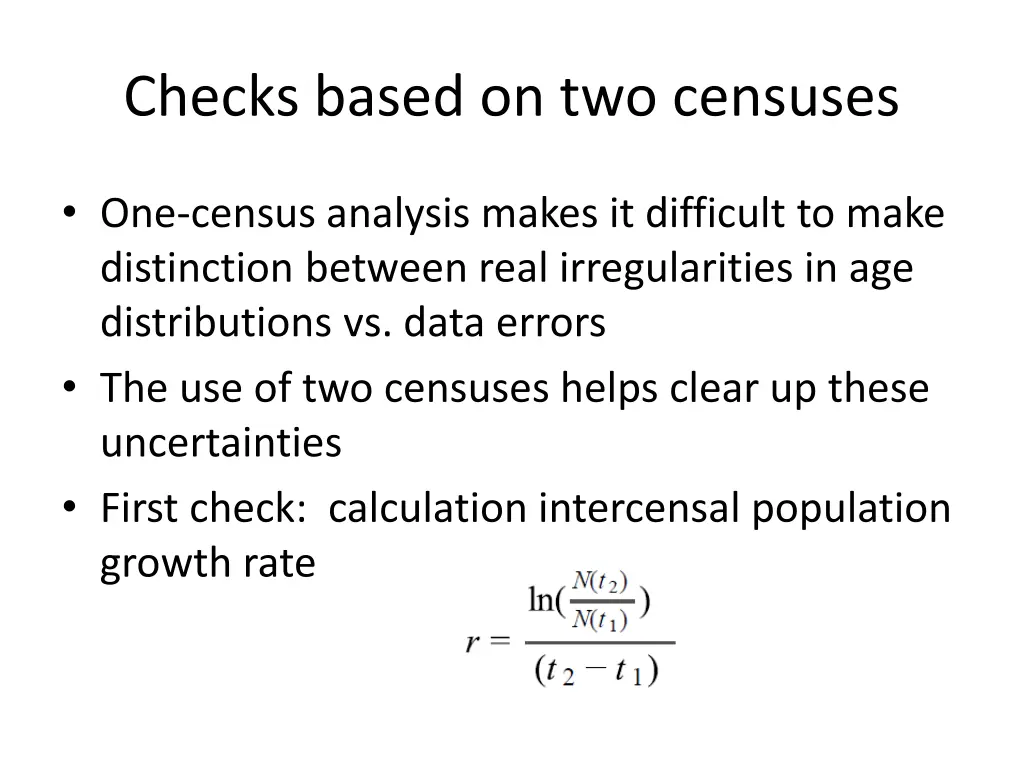 checks based on two censuses
