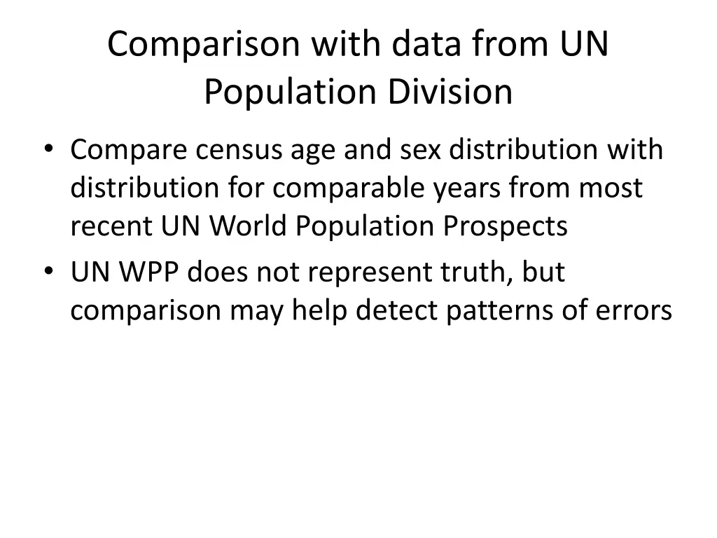 comparison with data from un population division