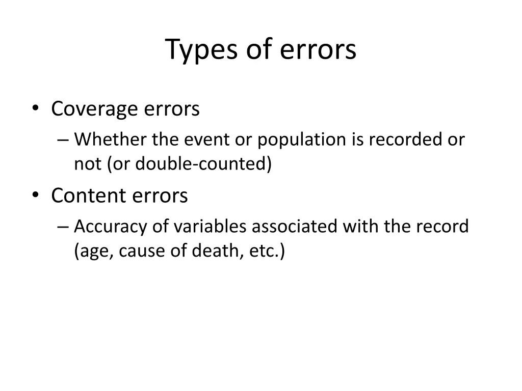 types of errors