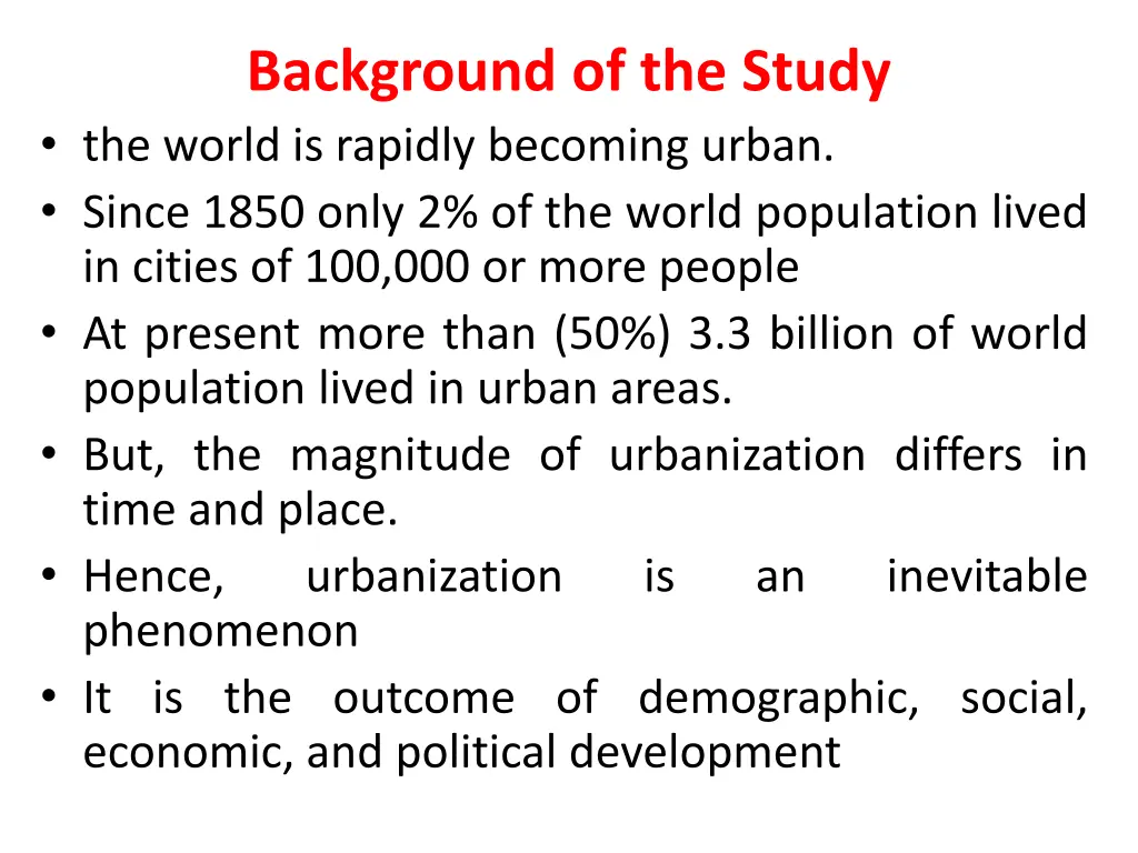 background of the study the world is rapidly