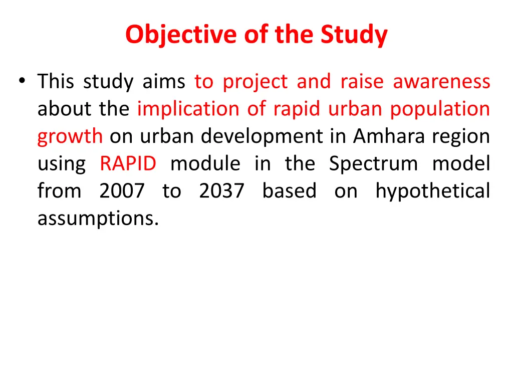 objective of the study