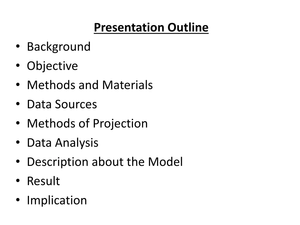 presentation outline