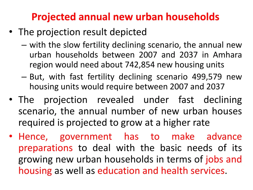 projected annual new urban households
