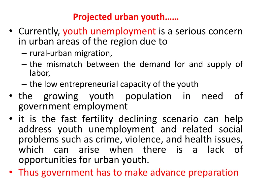 projected urban youth