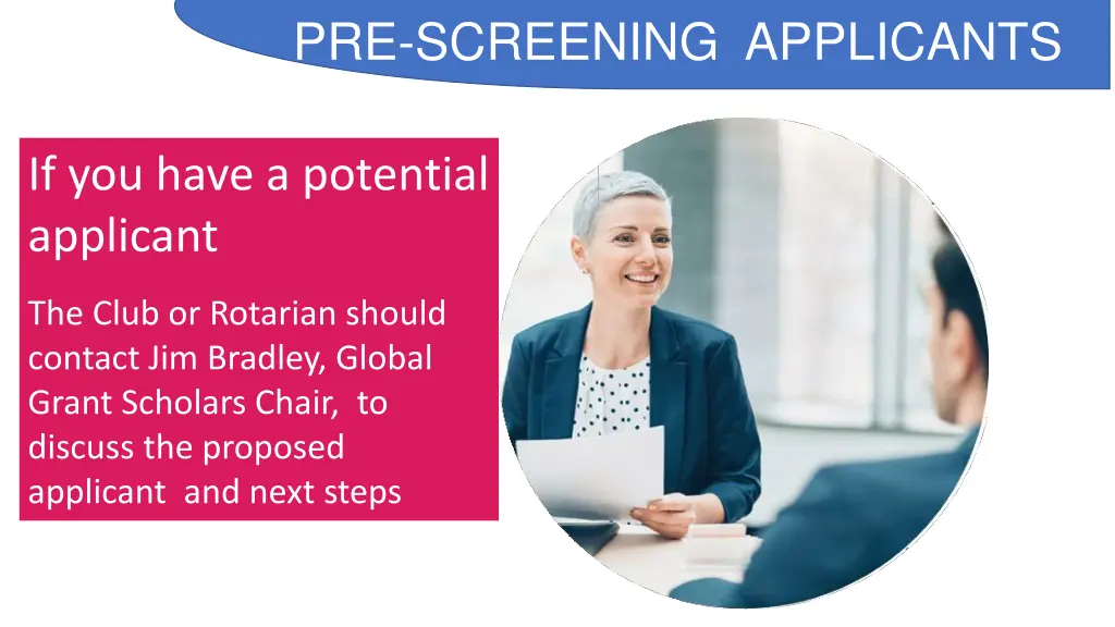 pre screening applicants