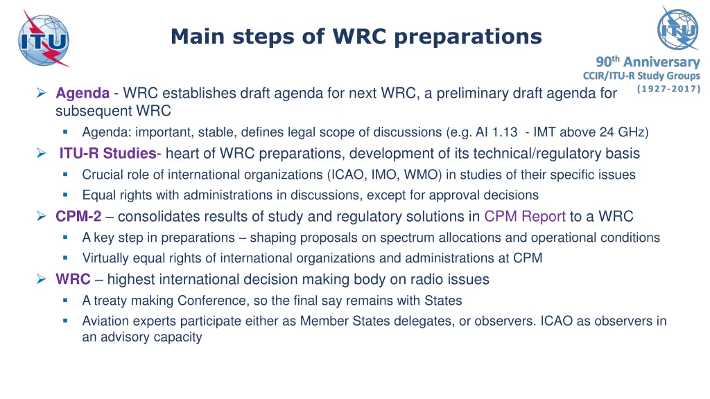 main steps of wrc preparations