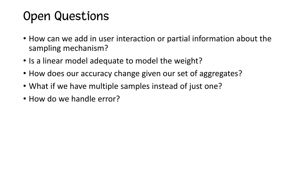 open questions