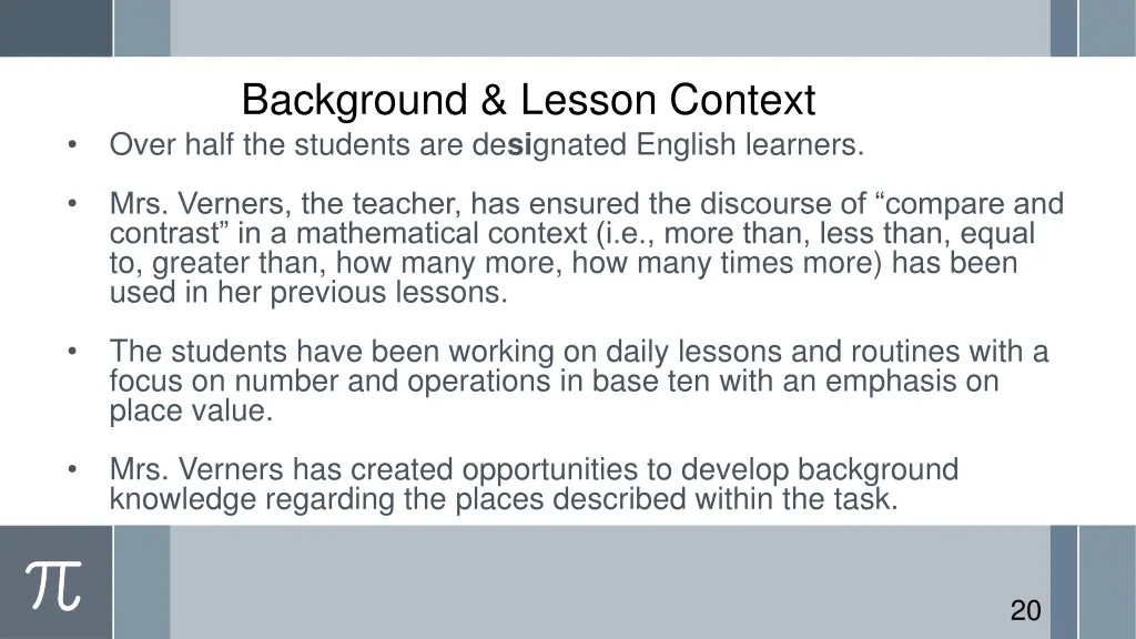 background lesson context over half the students