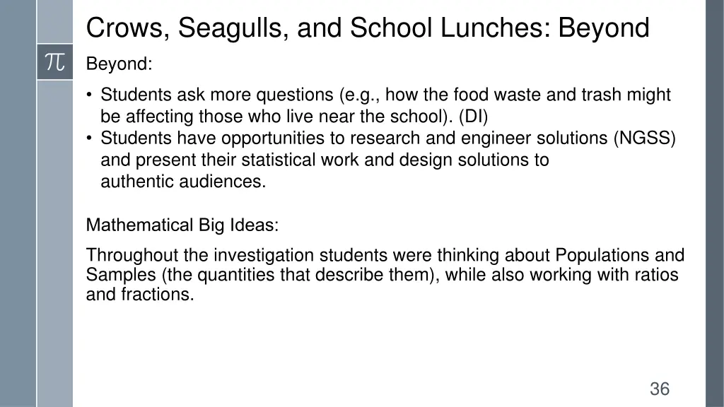 crows seagulls and school lunches beyond