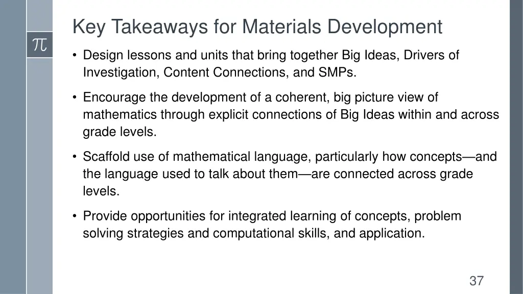 key takeaways for materials development